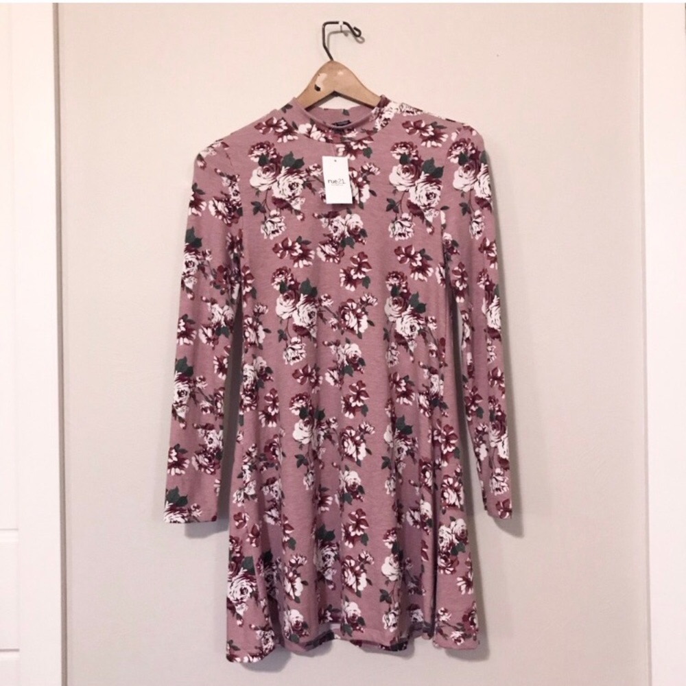 Spring Rose Floral🌹 Swing Shift Long Sleeve Dress